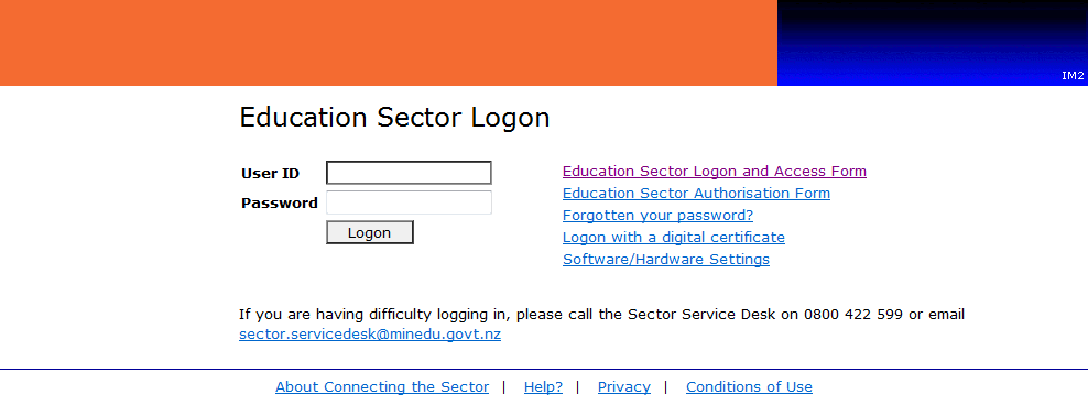 ESAA Login Screen